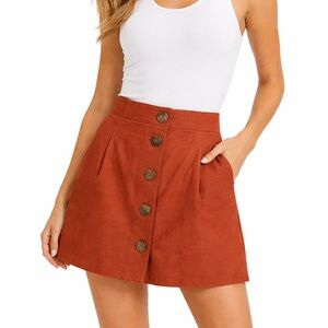 Antropologie Eva Franco Skirt Skort Rust Brown Pockets Preppy Festival SZ 0